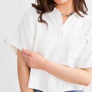 HYFVE white drop shoulder cropped button down. 100%cotton. Won once